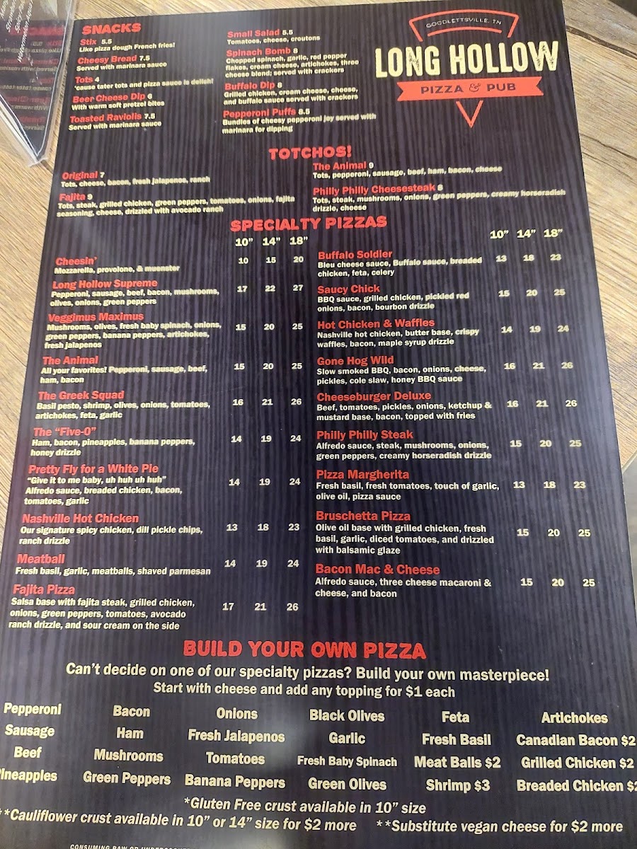 Menu Long Hollow Pizza & Pub-10