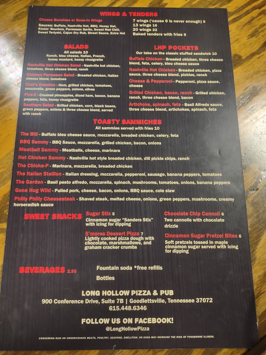 Menu Long Hollow Pizza & Pub-4