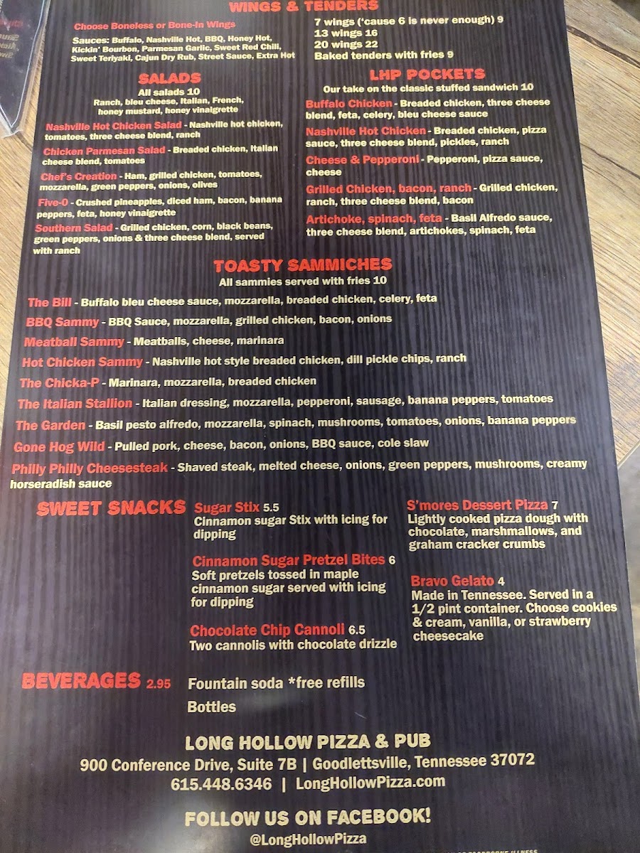 Menu Long Hollow Pizza & Pub-8
